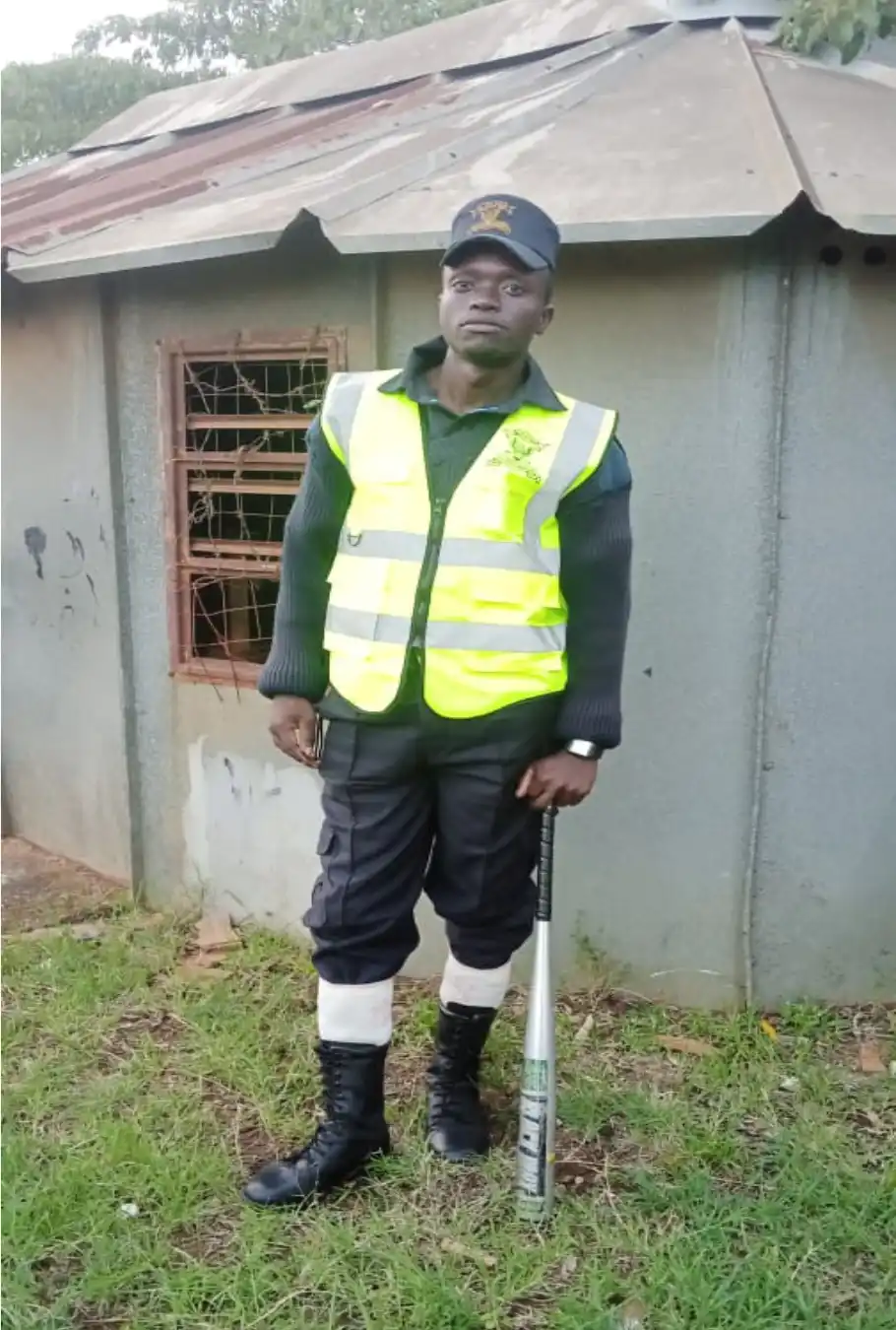 Technician installing security alarm system