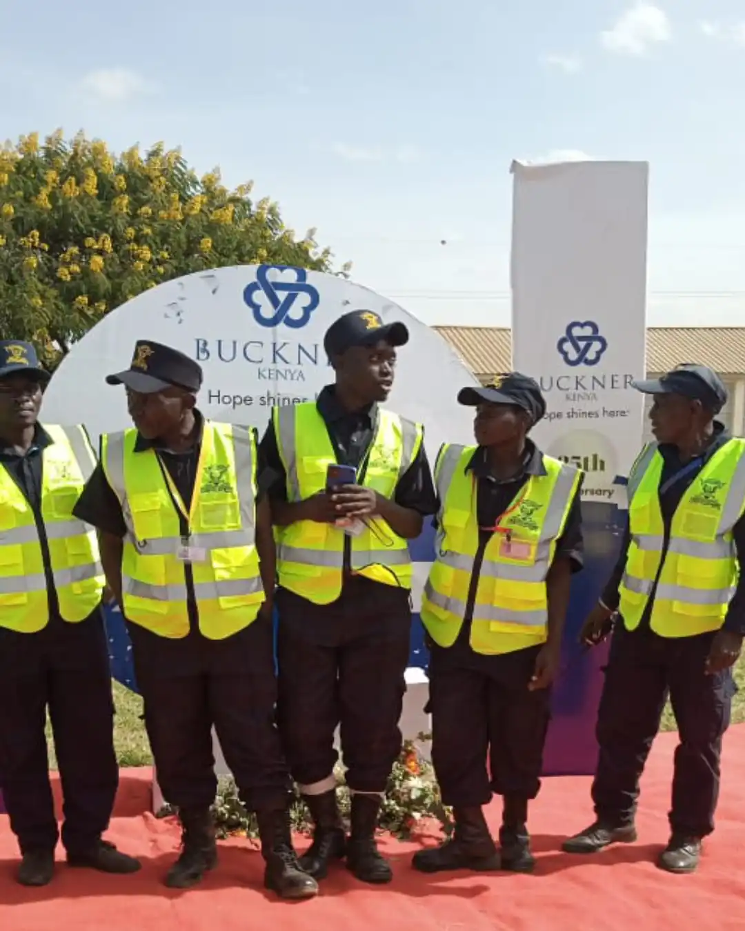 Professional security officers standing in formation